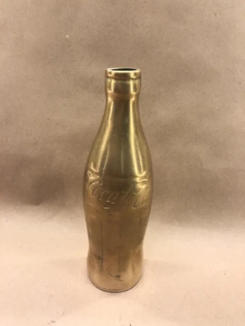 Vintage Coca Cola Bottle 7" Brass Gold Tone Coke 1960s Trademark Soda Pop Vase