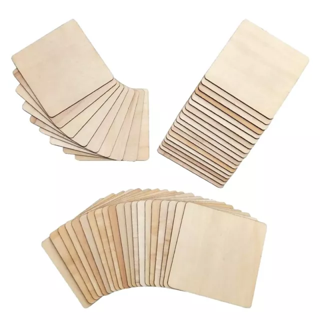 50 Pieces Unfinished Square Wood Slices Blank 4 x 4 In,for Coasters,6165