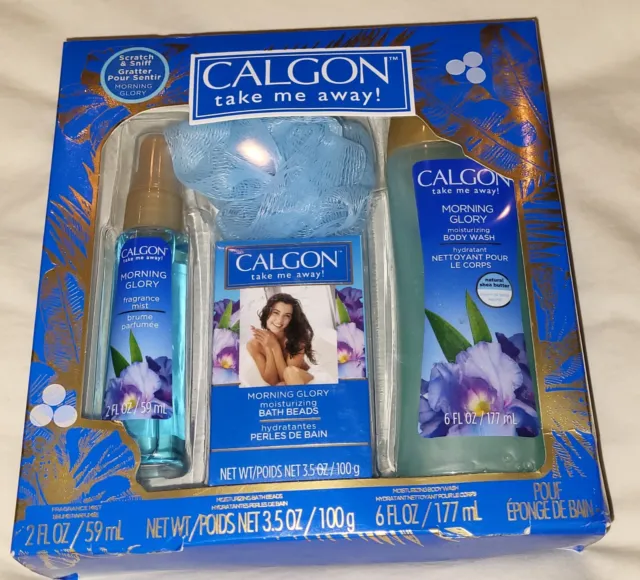 New Calgon "Morning Glory" Fragrance Gift Set. Mist, Bath Beads & Body Wash. NEW