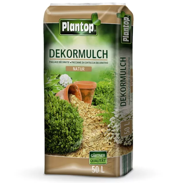 PLANTOP Dekor-Mulch natur, Körnung 10-40mm, 50 Ltr