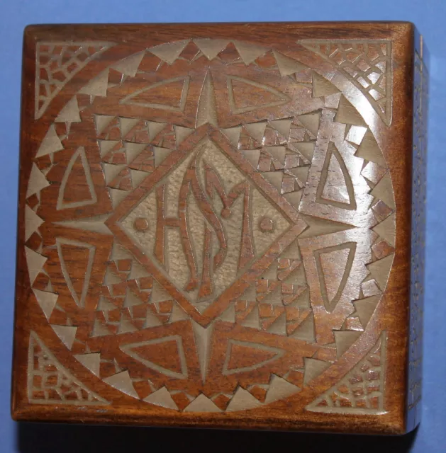 Vintage Hand Carved Wood Trinket Box