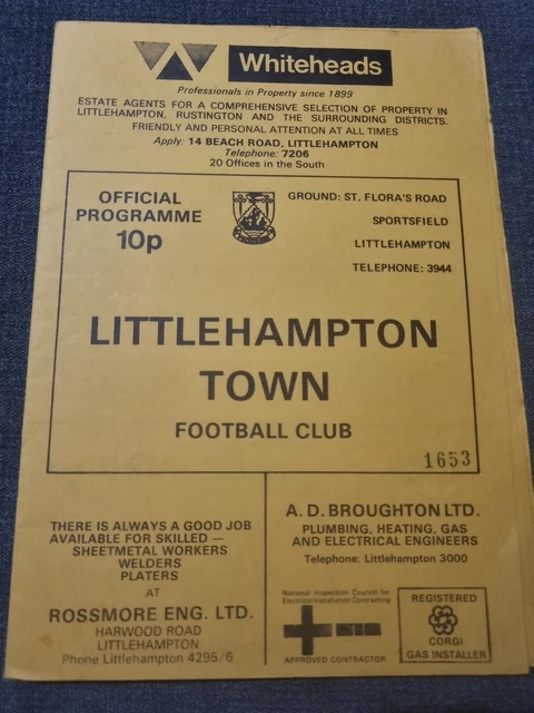 Littlehampton Town V Southwick R.U.R Charity Cup Third 3rd Round January 1980
