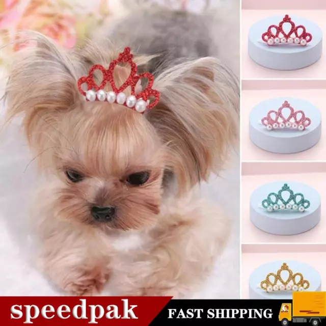 Arcos de pelo para perro clip mascota cachorro corona de perlas clips de moda accesorios hechos a mano D0D.