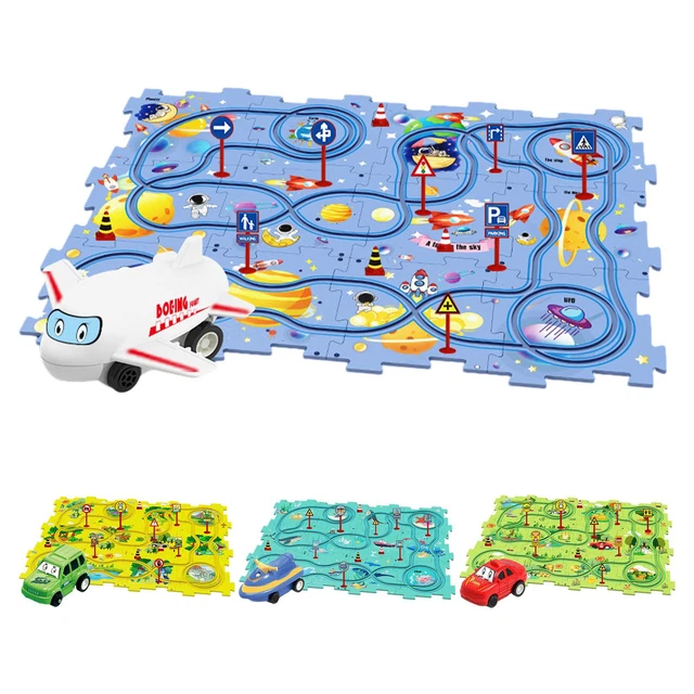 DIY Assembling Electric Trolley,Children's Educational Puzzle Track Car Play Set
