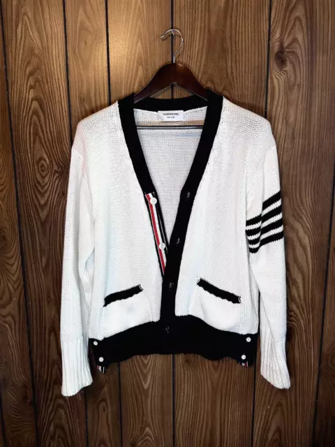 Thom Browne Men's 4-Bar V-Neck Cardigan (Size 4) -- MSRP $1,200