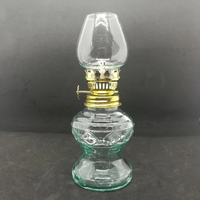 VINTAGE CLEAR GLASS Metal Kerosene Oil Lamp Lantern Indoor Outdoor