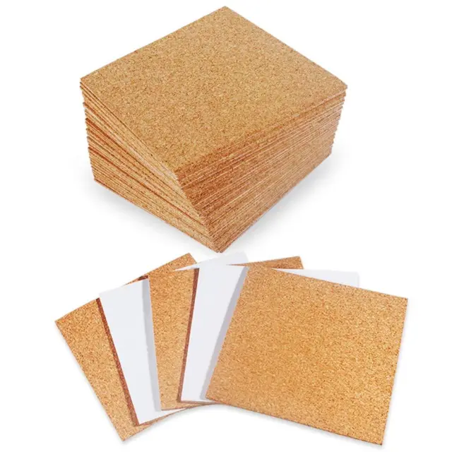 12x12 Inch Square Foam Cork Board Tiles w/ Self Adhesive Backing 1/2 Inch  Thick