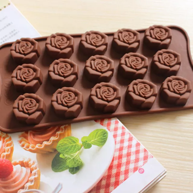 Flower Rose Silicone Mould Cake Decorating Chocolate Wax Melts Mold Baking'Z8 Sb