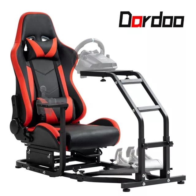 Dardoo Gaming Simulator Cockpit with Red Seat Adjustable Fits Logitech G920 G923