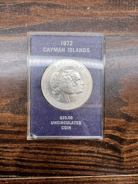 1972 Cayman Islands Sterling Silver $25 Coin (Specimen Unc. Edition) In Case