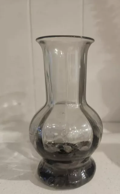 Vtg Wedgwood Smoked lead Glass mini bud Vase 1970s 11cm high