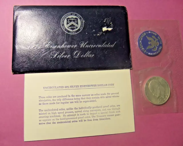 USA 1971 Eisenhower Silver Dollar - UNC - with Envelope and CoA Card