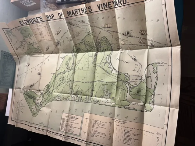 1913 Eldridge's Map Of Martha's Vineyard Geo. Eldridge Great Condition