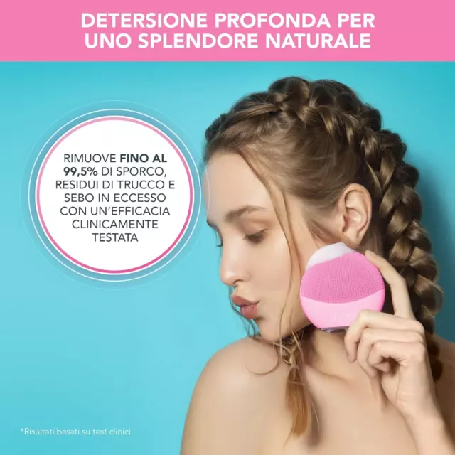 FOREO LUNA Mini 3 Spazzola Pulizia Viso - Compatto - Massaggio Viso Hi-Tech, Sil 2