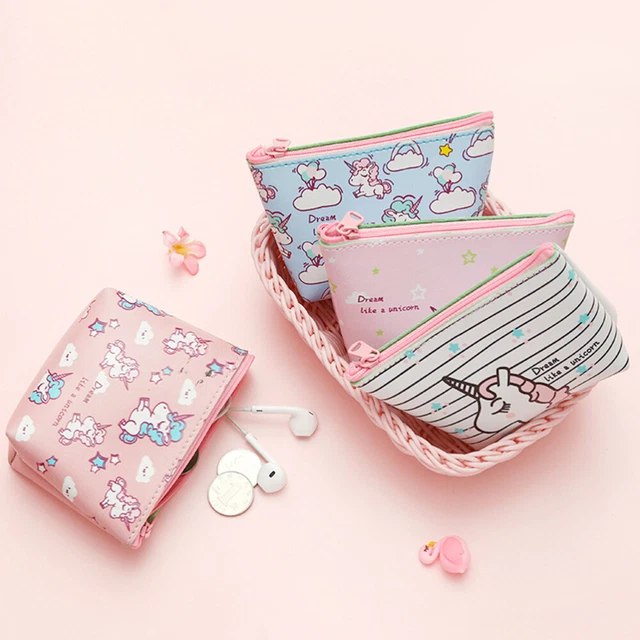 4pcs Cartoon Licorne Zipper Porte-Monnaie Pochette Pochette Porte-monnaie Sacs p