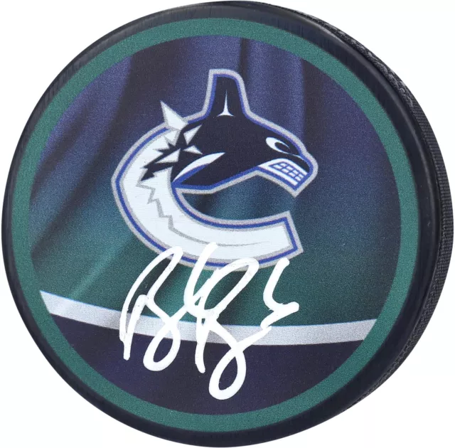 Brock Boeser Vancouver Canucks Signed Reverse Retro Logo Hockey Puck