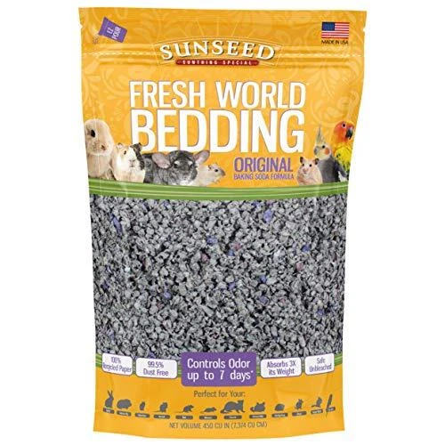 Sunseed 18220 Fresh World Bedding for Small Animals, Original Gray - 450 Cubi...