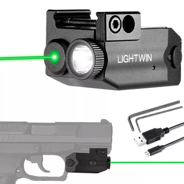 Tactical Flashlight Red/Green Laser Sight Combo Rechargeable Picatinny Mount