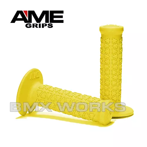 AME Mini "Junior" Round - BMX Grips - Pairs - Yellow - Old School BMX Style