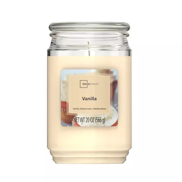 Mainstays Vanilla Scented Single-Wick Large jar Candle, 20 oz.