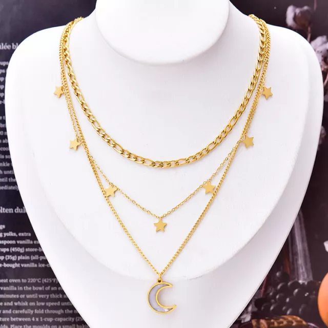 Classic Four Leaf Clover Necklace,Women Gold Heart Devil's eye Layered Necklaces