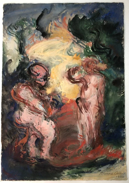 1985 Maurice Cockrill Tempera Expressionism Figure on Heavy Paper 62.3x43.0cm