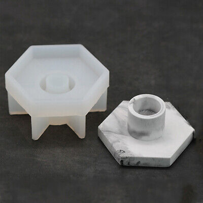 Moldes de silicona con soporte para velas hexagonales hágalo usted mismo para yeso de concreto hecho a mano ClQZ