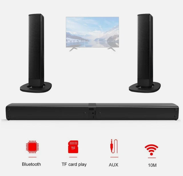 PORTABLE SURROUND SOUND Bar Wireless Subwoofer 2 Speaker System TV Home ...