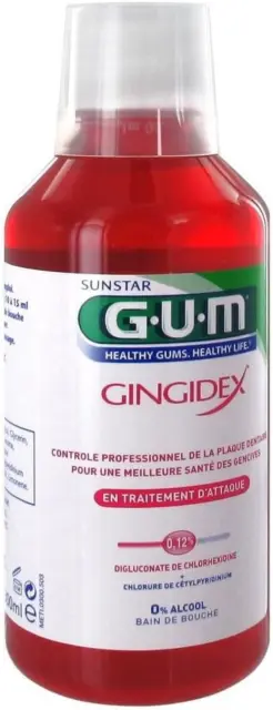 Enjuague bucal GUM Gingidex tratamiento a corto plazo 300 ml