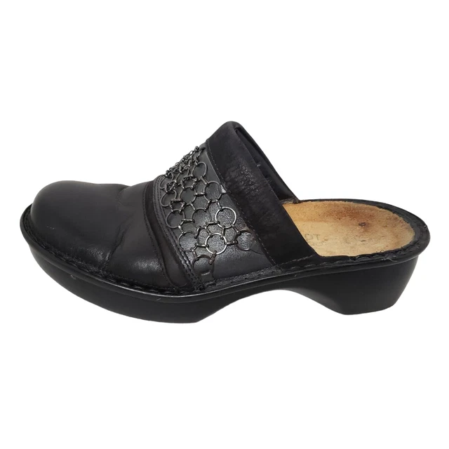 NAOT Clogs Womens 6/37 Ankara Black Leather Chain Slip On Mules Comfort Israel