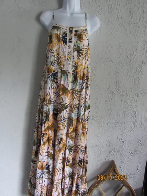 Jessica Simpson nwt XS maxi dress earth tone tropical print %100 viscose tiered