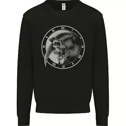Grim Reaper Orologio Teschio Biker Gotico Demone Uomo Felpa Maglione