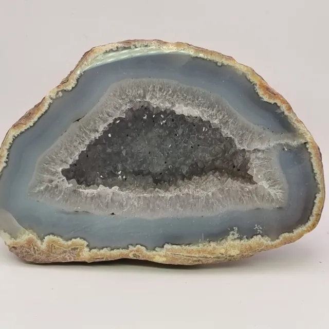 Große Achat Geode Druse, Glatt Geschnitten 145*97*54mm, 839g Sammlung Quarz 3