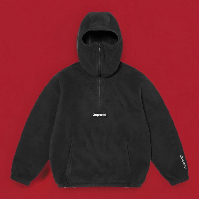 【SUPREME】POLARTEC FACEMASK HALF ZIP HOODIE BLACK 24FW Supreme Polartec Facemask Half Zip Hooded Sweatshirt (FW24