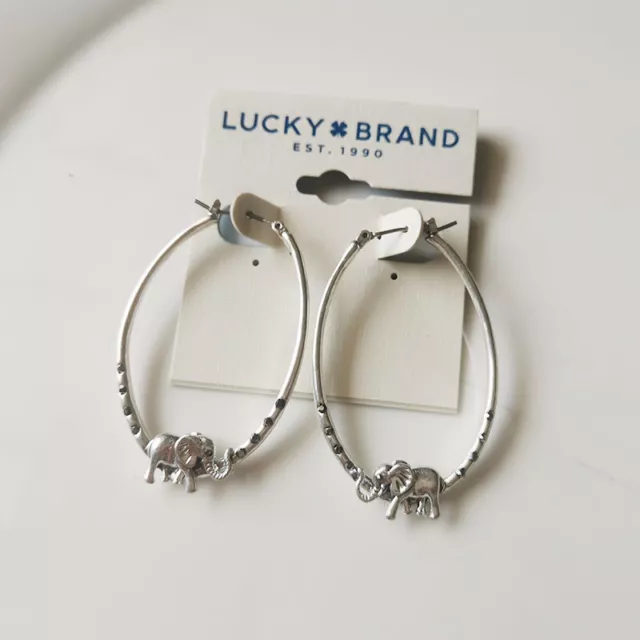 New Lucky Brand Elephant Hoop Earrings Gift Vintage Women Party Holiday Jewelry