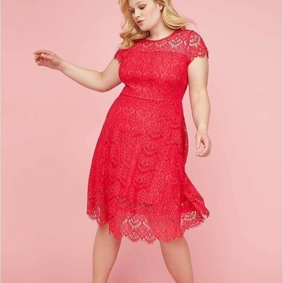 Lane Bryant Back Cutout Lace Fit & Flare Dress