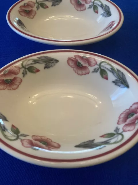 2 VINTAGE MAYER RESTURANT WARE CHINA BOWLS BEAVER FALLS, PA. PINK POPPY Bowls 2