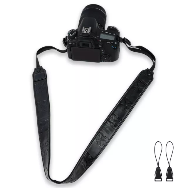 US Arrow Leather Camera Belt Neck Shoulder Strap for DSLR Sony Canon Nikon Black