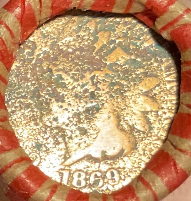 Wheat Penny Roll Older Cents Crimped Sealed with key 1869 Indian Head Cent #96