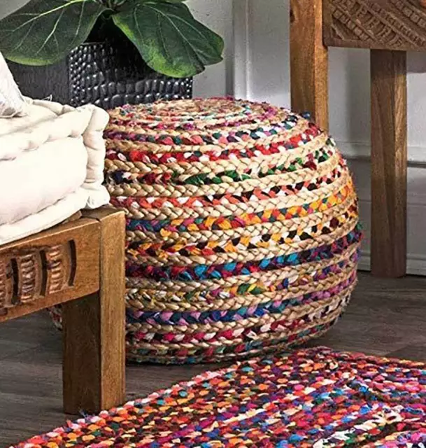 Housse de pouf en Jute tressée, housse de pouf naturelle décorative pour la...