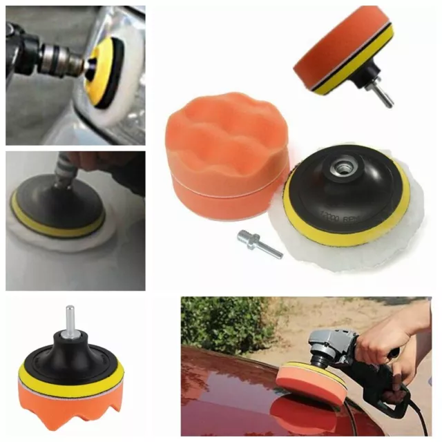 4'' Gross Polish Buffer Pad Kit & Drill Adapter For Car Polishing Polisher Sets