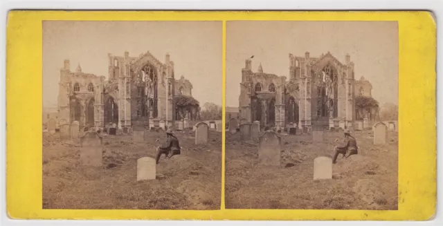 Scotland stereoview-Melrose Abbey from the East by G.W. Wilson of Aberdeen