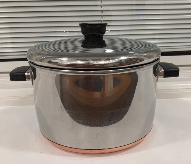 VINTAGE SEARS MAID of Honor Stainless Steel Copper Bottom 4 Qt Pot w