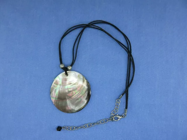 Vintage Round Abalone Shell Necklace Pendant