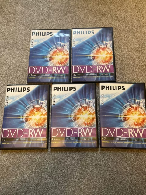 5 x Philips DVD-RW 4,7 GB dati - 120 minuti video (1confezione da 5) nuovi sigillati