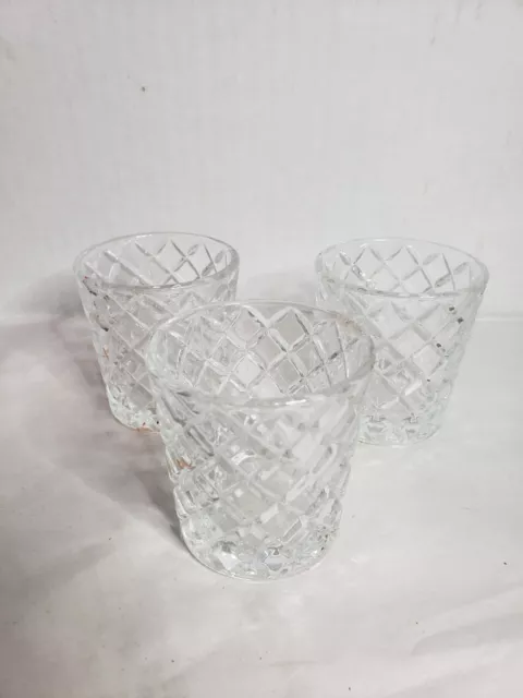 Crystal Clear Votive Candle Holder Diamond Pattern Set Of 3