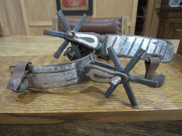 Vintage Cowboy Old Spanish Spurs With Silver Inlaid