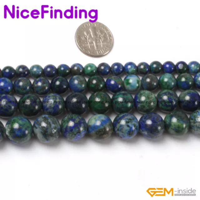 Round Green Blue Lapis Lazuli Malachite Loose Stone Beads For Jewelry Making 15"