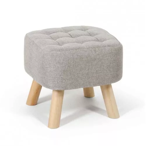 Pouf Quadrato Grigio Seduta Puff Imbottito Poggiapiedi Sgabello Divano Salotto