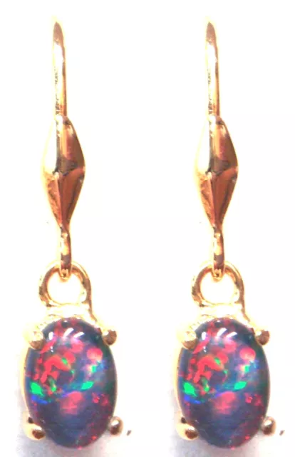 Natural Black Triplet Opal Earring With 925 Solid Silver FREE JEWELLERY BOX!!!